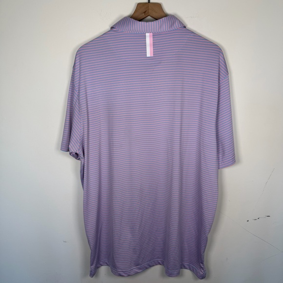 Rhoback Pink Blue Stripe Short Sleeve Polo Men's Size XXL Golf Office Casual - Picture 7 of 7